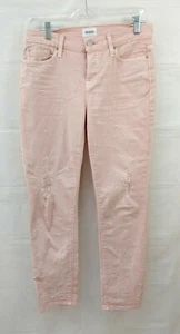 Hudson Womens Jeans Sz 25 Riley Crop Relaxed Straight Pink Distressed Destroyed - Picture 1 of 9