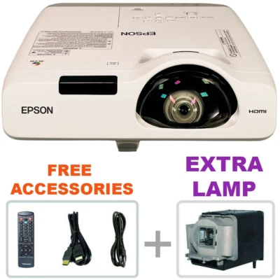 Epson PowerLite 520 3LCD Projector Short-Throw 1080p HDMI w/Remote + EXTRA LAMP - Image 1 of 4