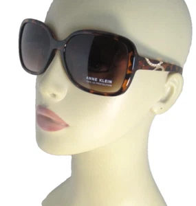 ANNE KLEIN Big Wrap-around Tortoise Shell Sunglasses Bling Accent AKS1010-215 - Picture 1 of 9