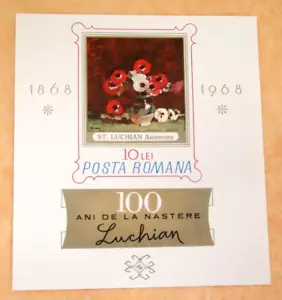 Francobollo Romania 1968 Non Perf Scott #1993 Anemone San Luchiano 100 anni - Foto 1 di 3