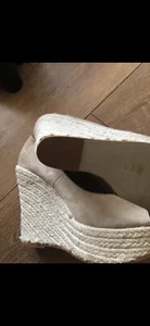 Women's Office Joey Espadrille High Heels Wedges Suede Nude Size 39 - Picture 1 of 7