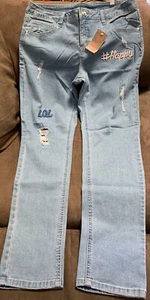 JUSTICE JEGGINGS SZ 14.5 #HAPPY/LOL DENIM STRETCH SIMPLY LOW RISE SUPER CUTE!! - Picture 1 of 4
