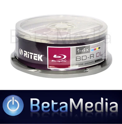 25 x Ritek Blu-ray BD-R 4x 50GB inkjet printable - High Capacity Blu ray Discs - Image 1 of 3