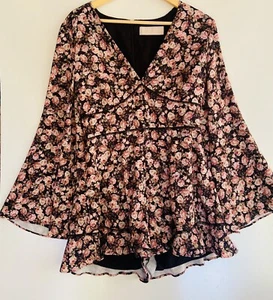 KEEPSAKE The label Women's Size L Black Floral One Love Playsuit Romper RRP $189 - Picture 1 of 10
