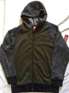 NEW Boys Arizona Hoodie Sweatshirt Large front Zip Green/Gray Hooded L 14-16 - Picture 1 of 3