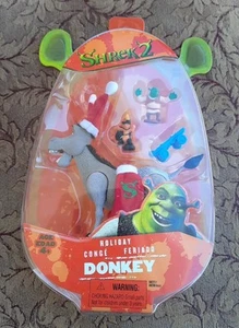 Shrek 2 Holiday Donkey Action Figure with Santa Bag & Toys 2004 Hasbro NIB - Picture 1 of 2