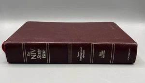 Vintage The NIV Study Bible Genuine Leather Red Letter Leather 1985 Burgundy - Picture 1 of 17