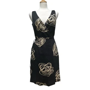David Miester Dress Sz 8 Black Sheath Sleeveless Geometric Print Career Unworn - Picture 1 of 17