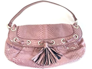Borsa a mano vintage NINE WEST rosa malva finto serpente brevetto nappa bracciale anni 90 Y2K usata in ottime condizioni - Foto 1 di 16