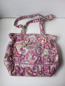 Women's Vera Bradley SIG Quilted Cotton Tote Bag Purse Paisley Floral Pink  - Picture 1 of 10