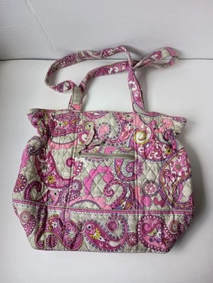 Women's Vera Bradley SIG Quilted Cotton Tote Bag Purse Paisley Floral Pink  - Image 1 of 4