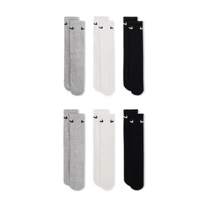 Nike Everyday Cushioned Crew Socks 6 Pairs Black/White/Grey SX7666 964 Sz XL - Afbeelding 1 van 4