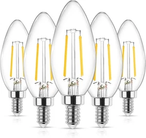 Ascher E12 LED Classic Candelabra Clear 5 Count (Pack of 1), Warm White(40w) - Picture 1 of 9