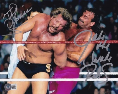 Million Dollar Man Ted DiBiase Jake Roberts Signed WWE 8x10 Photo BAS COA Snake - Image 1 of 4