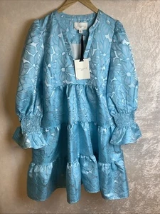 Tuckernuck Pomander Place Blue Floral NWT Daisy Jacquard Kenzo Dress M - Picture 1 of 8