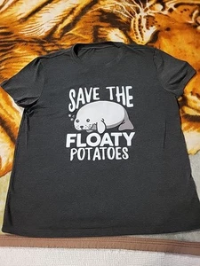 Save the Floaty Potatoes Manatee T Shirt Black YOUTH XL - Picture 1 of 5