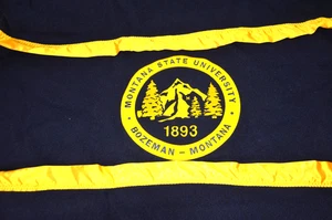 WOOL STADIUM BLANKET Montana State University MSU Bozeman Embroidered Navy Blue - Picture 1 of 4