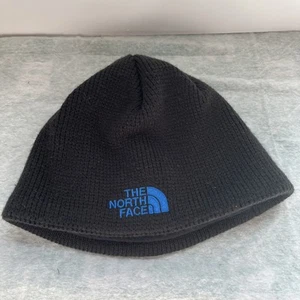 The North Face Beanie Hat Youth Size M Black Knit Fleece Lined Winter Hat - Picture 1 of 4