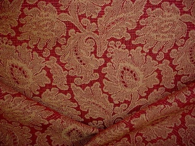 5-7/8Y Kravet 17449 Buttercream Red Floral Damask Jacquard Upholstery Fabric - Image 1 of 4
