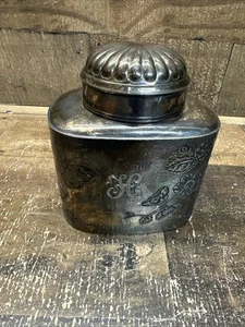 Vintage Reed & Barton Silver Plated Repousse Relief Canister Urn Bird “H” Mono - Picture 1 of 13