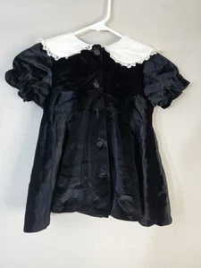 Vestito Vintage Nero Velluto Bambina 2T Natale Vacanze Bottoni MADE IN USA - Foto 1 di 9