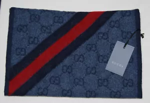 NWT Gucci Adult Unisex Midnight Blue Fringed New Nikky GG Logo Winter Scarf O/S - Picture 1 of 10