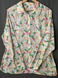 Talbots XL Multicolor Fruit Print Casual Long Sleeve Button Down - Picture 1 of 7