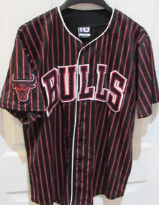 Maglia stile baseball Chicago Bulls # 66 - uomo XL-UNK cucita nera gessato - Foto 1 di 6