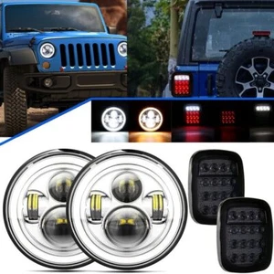 Para Jeep Wrangler TJ CJ 7" LED Faro + Luz Trasera Ahumada Freno Inverso Combo - Imagen 1 de 12