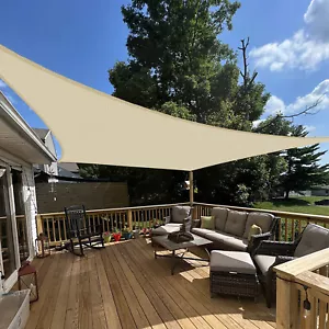 Sonnenschutz Segel Überdachung Abdeckung Beige Rechteck Unterstand Außen Garten Hof Terrasse - Bild 1 von 7