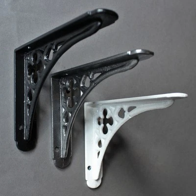 5 x 4" ANTIQUE CAST IRON VICTORIAN SHELF WALL BRACKET BLACK WHITE PEWTER - BR03 - Image 1 of 4