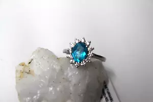 Anillo Madagascar Paraiba Apatita, Circón Blanco Talla 8.925 Plata Esterlina Nuevo en Caja $399 - Imagen 1 de 7