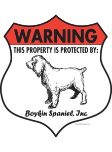 Warning! Boykin Spaniel Property Protected - Beware Aluminum Dog Sign - 7" x 8" - Picture 1 of 4