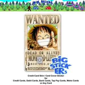Pegatina con cubierta protectora de tarjeta de crédito/débito WantedLUFFY CHIP INTELIGENTE CAJERO AUTOMÁTICO - Imagen 1 de 16