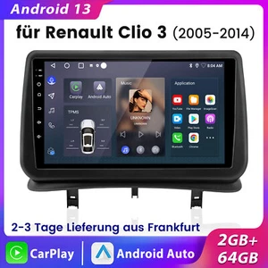 Für Renault Clio III 2005-2014 Autoradio GPS Navi Android 13 2+64GB Carplay DAB+ - Bild 1 von 14