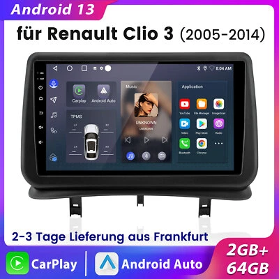 Für Renault Clio III 2005-2014 Autoradio GPS Navi Android 13 2+64GB Carplay DAB+ - Bild 1 von 4