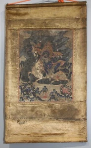 Real Nice Tibet Tibetan 19th Century Old Antique Buddhist Thangka Palden Lhamo - Picture 1 of 13