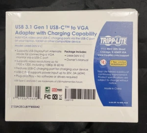 TRIPP-LITE USB U444-06N-V-C/3.1 GEN 1 USB-C TO VGA ADAPTER W/ CHARGING - Picture 1 of 5