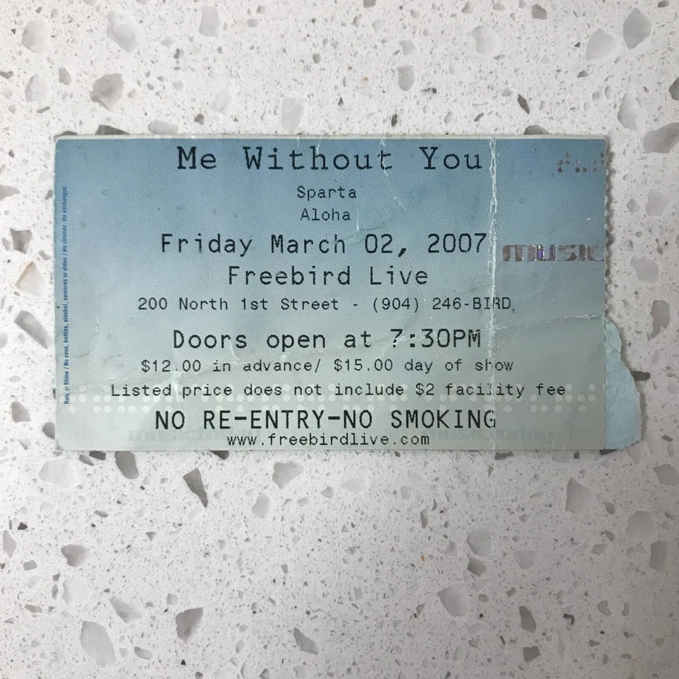 Ticket Stub - MEWITHOUTYOU w/ Sparta & Aloha at FREEBIRD LIVE JAX FL 3/02/07 - Image 1 of 2