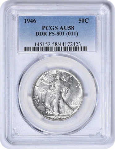 1946 Walking Liberty Half Dollar DDR FS-801 AU58 PCGS Cover