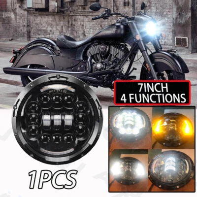 Faro LED DRL anillo tórico alto/bajo para motocicleta Indian Chieftain Dark Horse 7" Foto 1 de 4