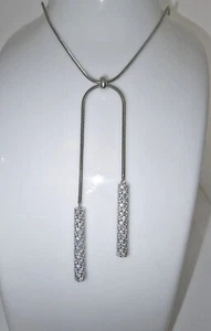 925 STERLING SILVER WHITE GOLD OVERLAY SHOELACE MOISSANITE DVVS1 NECKLACE - Picture 1 of 7