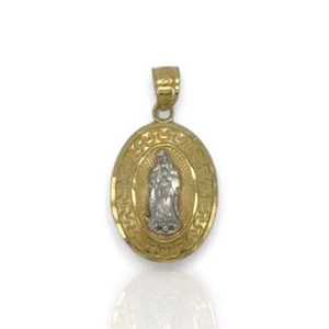 Virgin Guadalupe Two Tone Pendant - 10K Yellow Gold - Picture 1 of 2