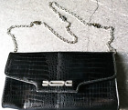 Handtasche Clutch schwarz, mit silberfarbenem Kettenschultergurt, gebraucht