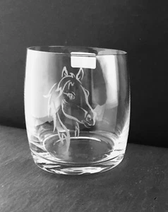 Vaso de vaso de whisky cristal grabado caballo regalo 350 ml - Imagen 1 de 2