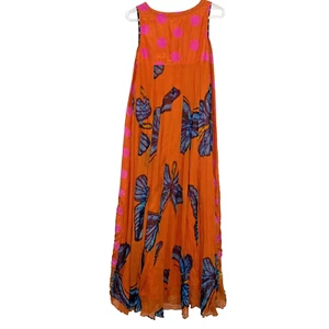 Anthropologie Anupamaa Maxi Dress Size XS 100% Silk Polka Dot Floral Butterfly - Picture 1 of 5