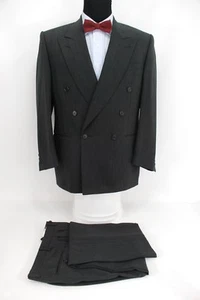 Canali Italy Double Breasted Men’s Suit Charcoal Gray Black Stripe Wool 40R - Picture 1 of 12