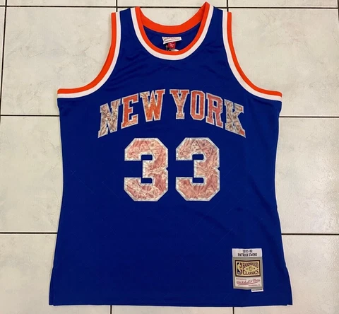 Mitchell & Ness Knicks Patrick Ewing 75th Anniversary 91-92 Blue Swingman Jersey Cover