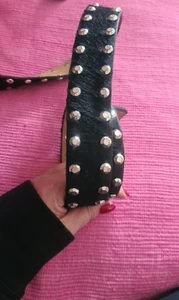 MICHAEL KORS Damen Gürtel  Fell Nieten Schwarz Echtleder 110 m Heavy Duty - Bild 1 von 7