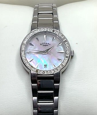 ROTARY LADIES DIAMOND BEZEL WATCH LB02843/7 MOP DIAL 27mm Dia WORKING EXC BOXED - Image 1 of 4